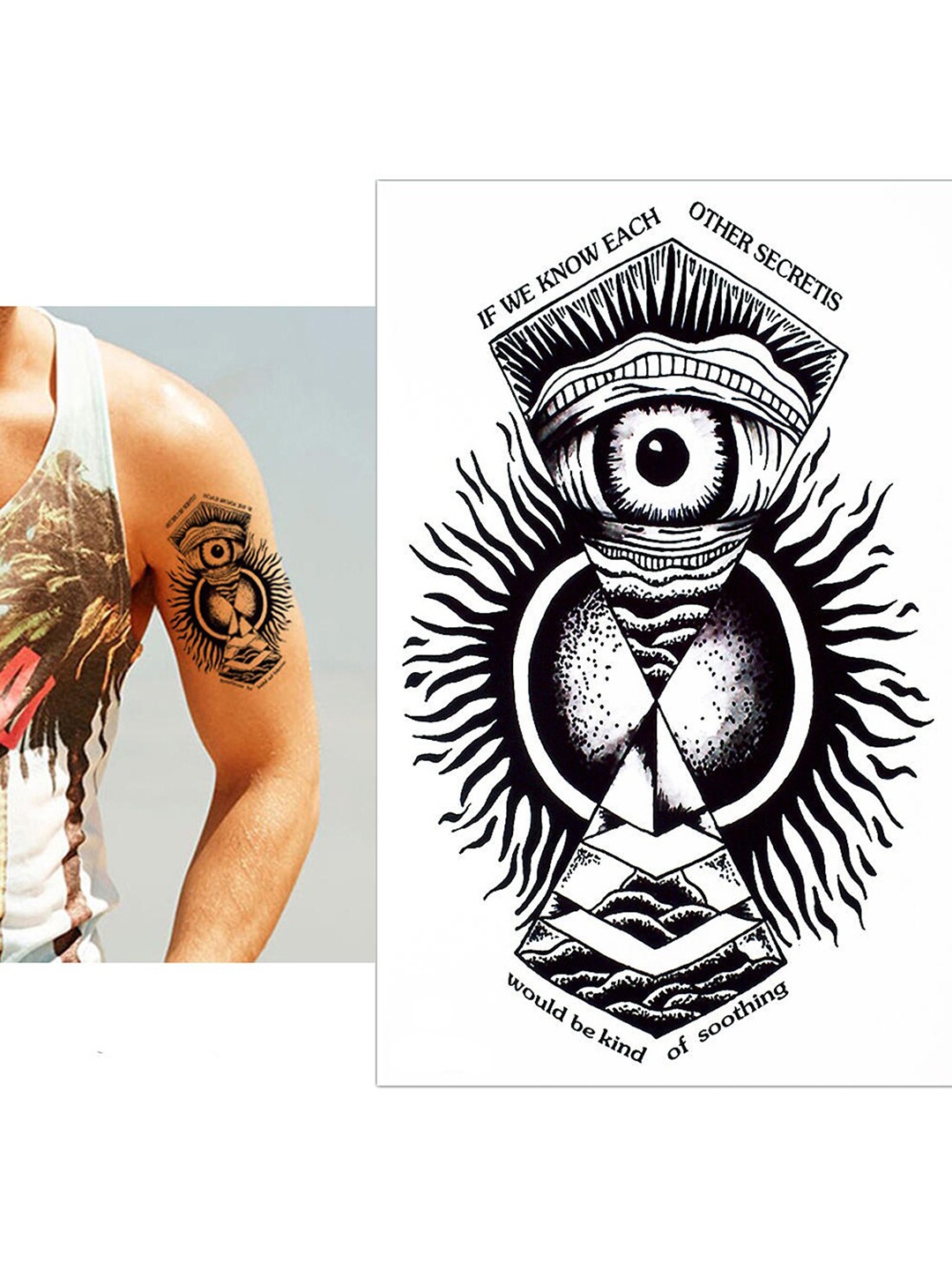 

S.A.V.I. Tribal Totems Evil Eye Sun Water Proof & Long Lasting Temporary Tattoo - Black