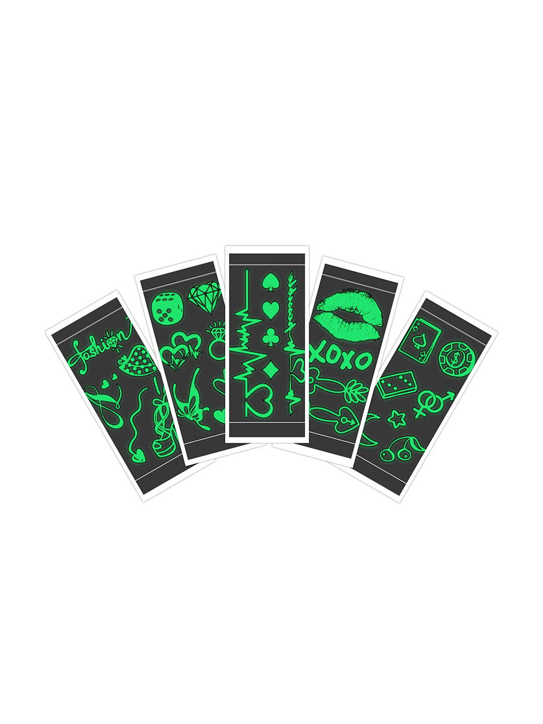 

S.A.V.I. 5 Pcs Glow In Dark Water Proof & Long Lasting Temporary Tattoo Sticker, Green