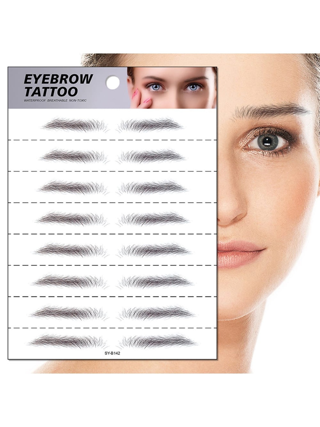 

S.A.V.I. 8 Pairs 6D Natural Look Eyebrow Long Lasting Tattoo Stickers, Black