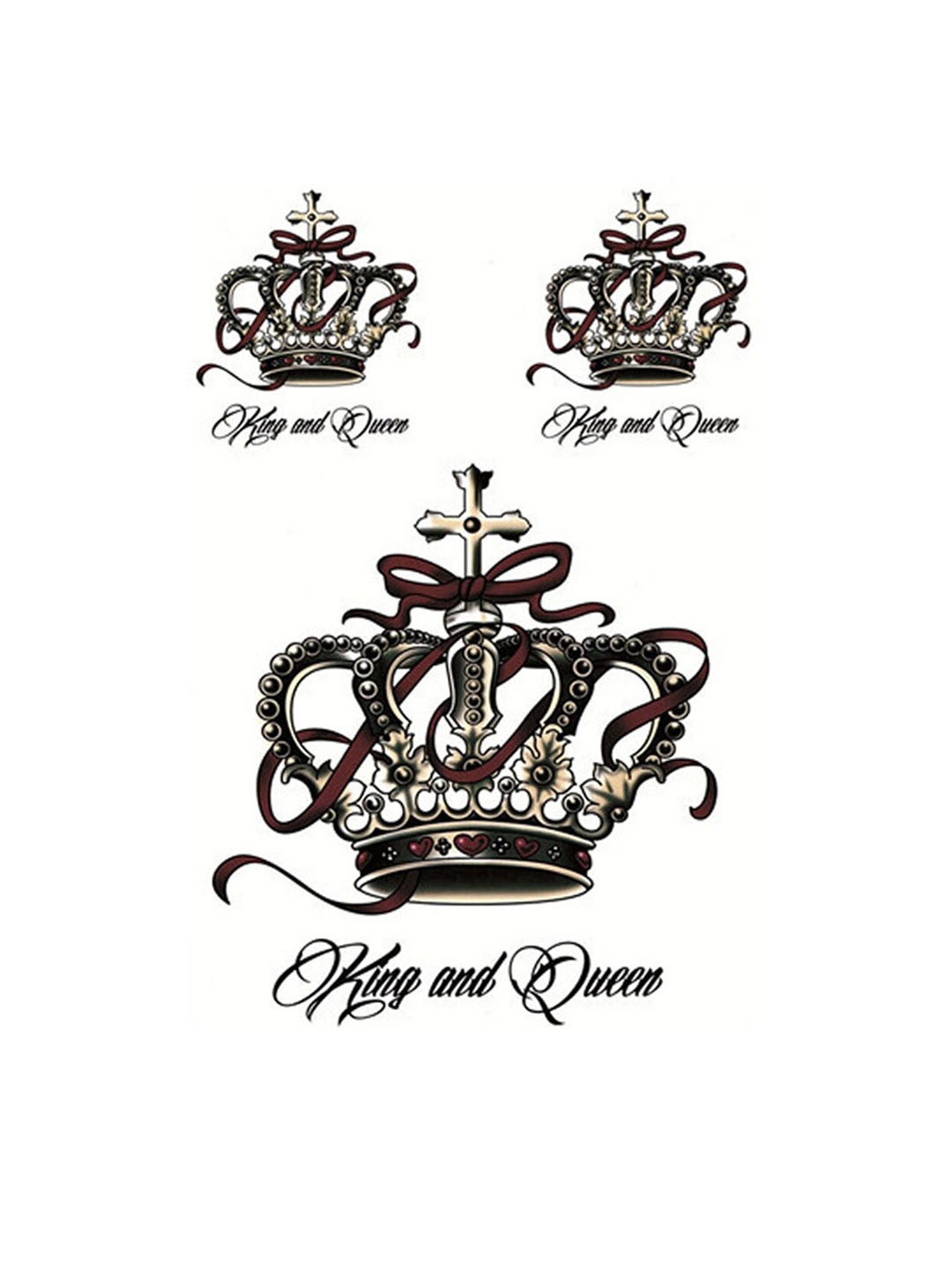 

S.A.V.I. 3D Big Crowns Water Proof & Long Lasting Temporary Tattoo Sticker - Brown