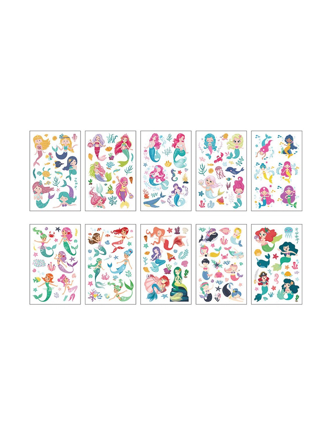 

S.A.V.I. 10 Pcs Mermaids Water Proof & Long Lasting Temporary Tattoo - Multicoloured, Multi