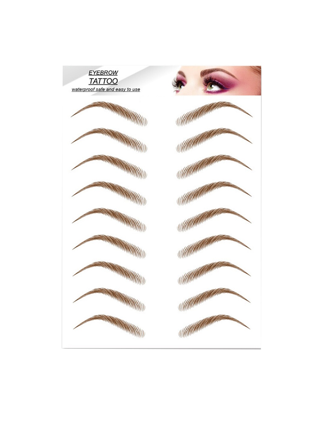 

S.A.V.I. 9 Pairs Water Proof & Long Lasting Temporary Eyebrow Tattoo Stickers, Brown