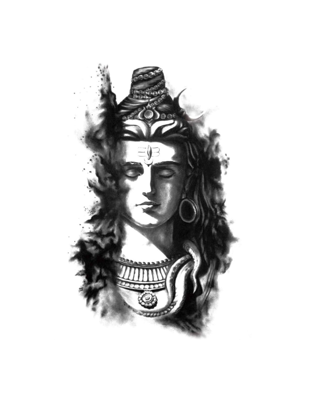 

S.A.V.I. 3D Lord Shiva Water Proof & Long Lasting Temporary Tattoo Sticker - Black