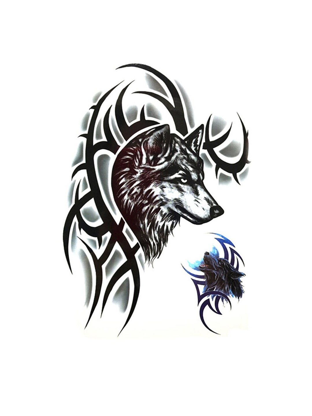 

S.A.V.I. 3D Big Wolf Water Proof & Long Lasting Temporary Tattoo Sticker - Black