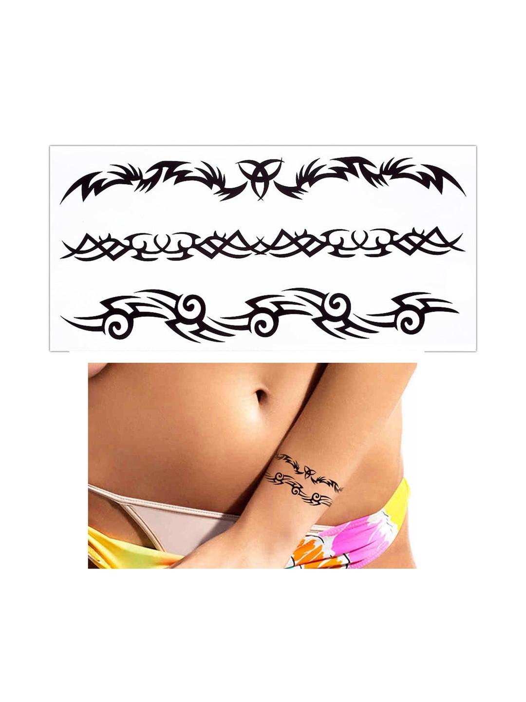 

S.A.V.I. Tribal Totem Cross Water Proof & Long Lasting Temporary 3D Tattoo Stickers, Black
