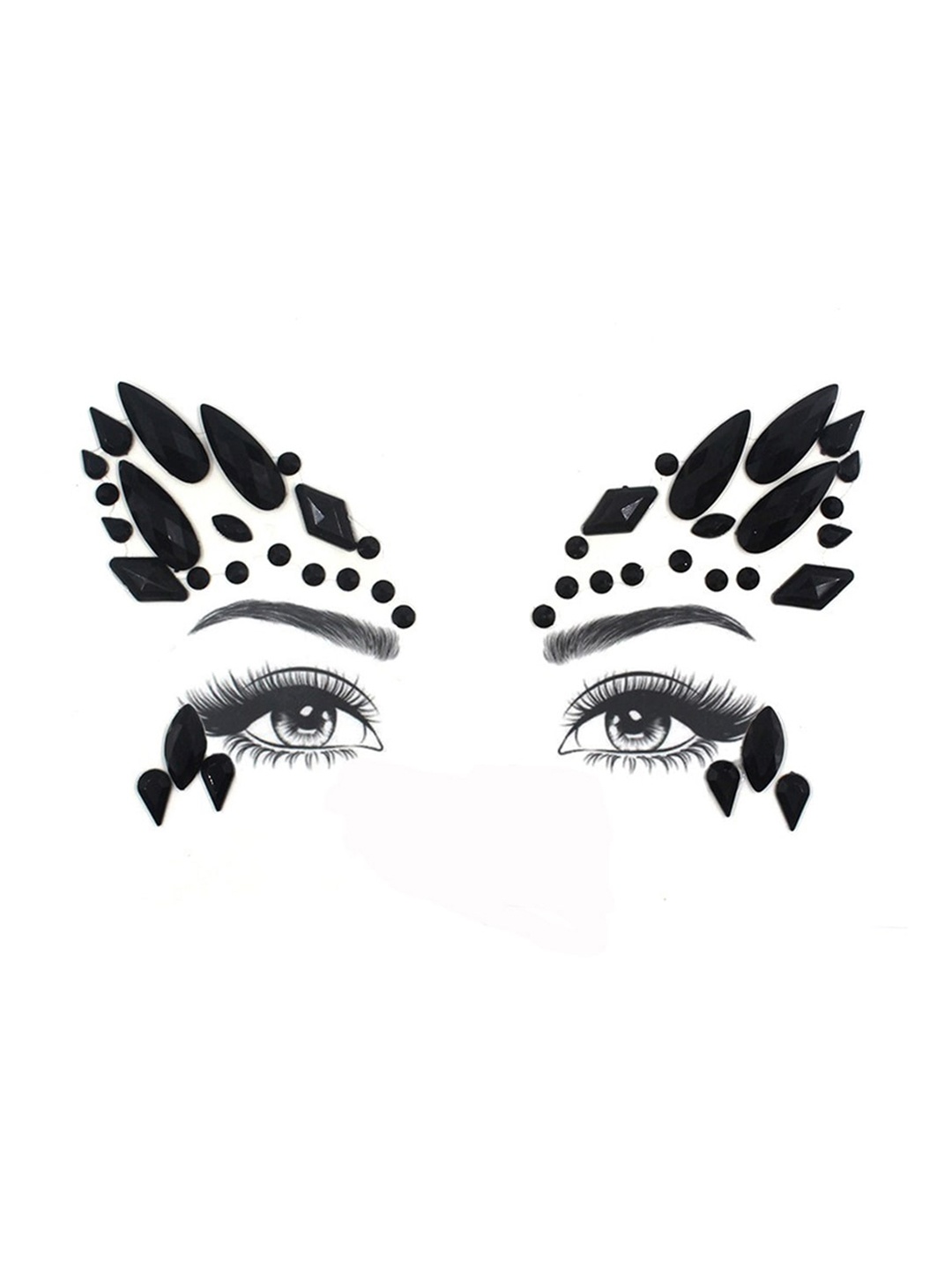 

S.A.V.I. Face Gems Jewels Rhinestone Crystal 3D Tattoo Sticker, Black