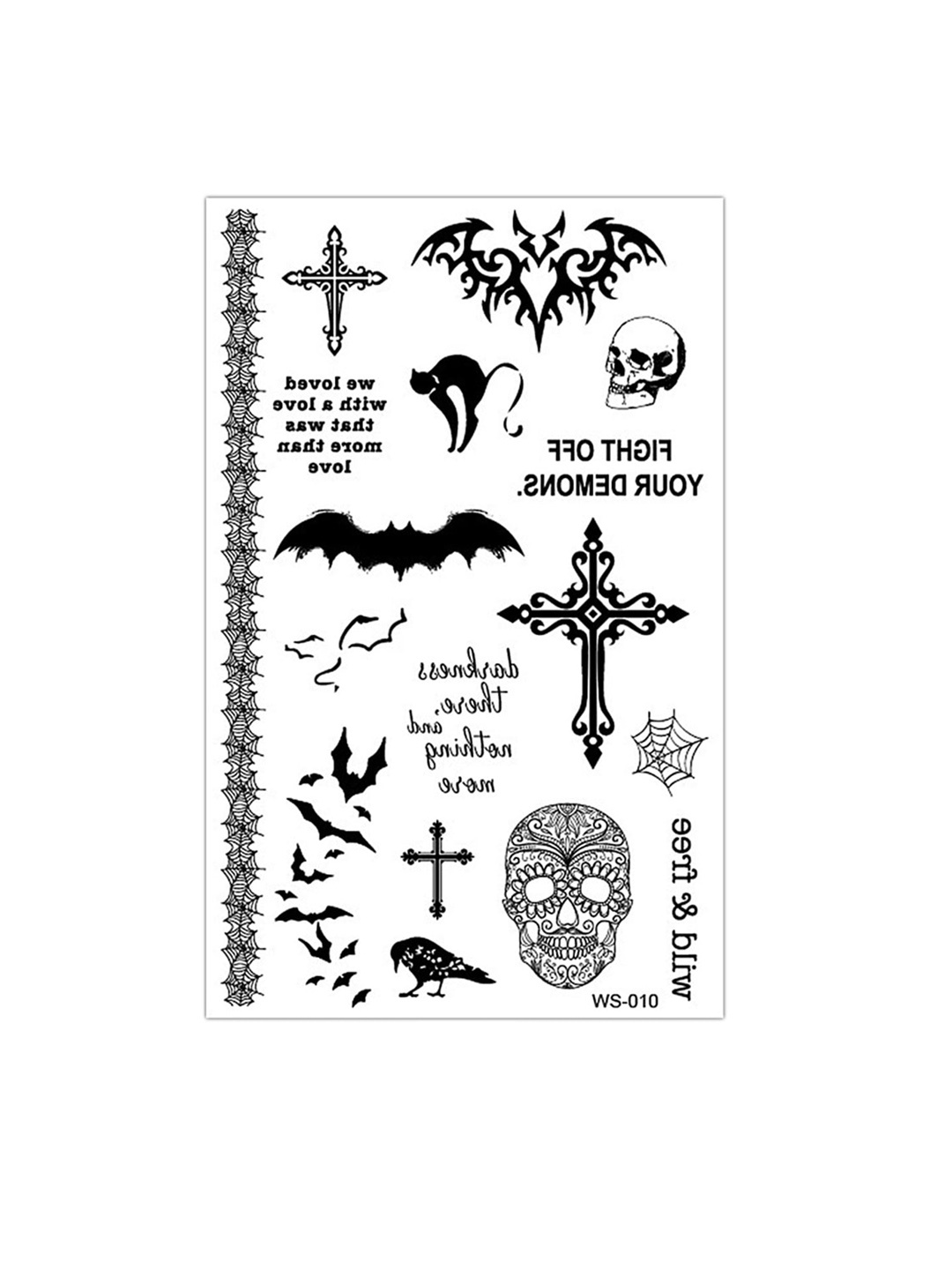 

S.A.V.I. 3D Skull Temporary Tattoo Stickers, Black