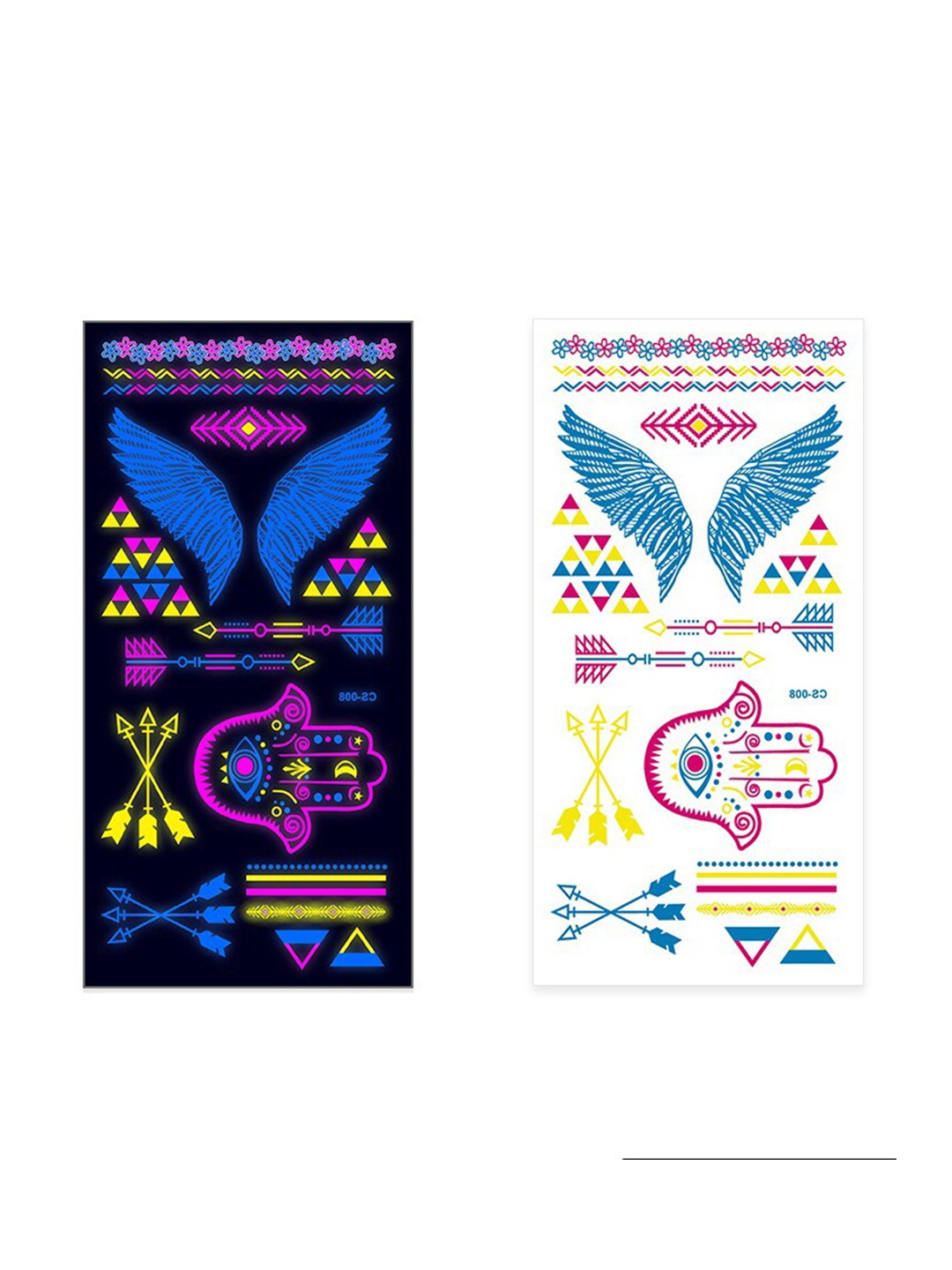 

S.A.V.I. Glow UV Neon Temporary Tattoo Stickers, Blue