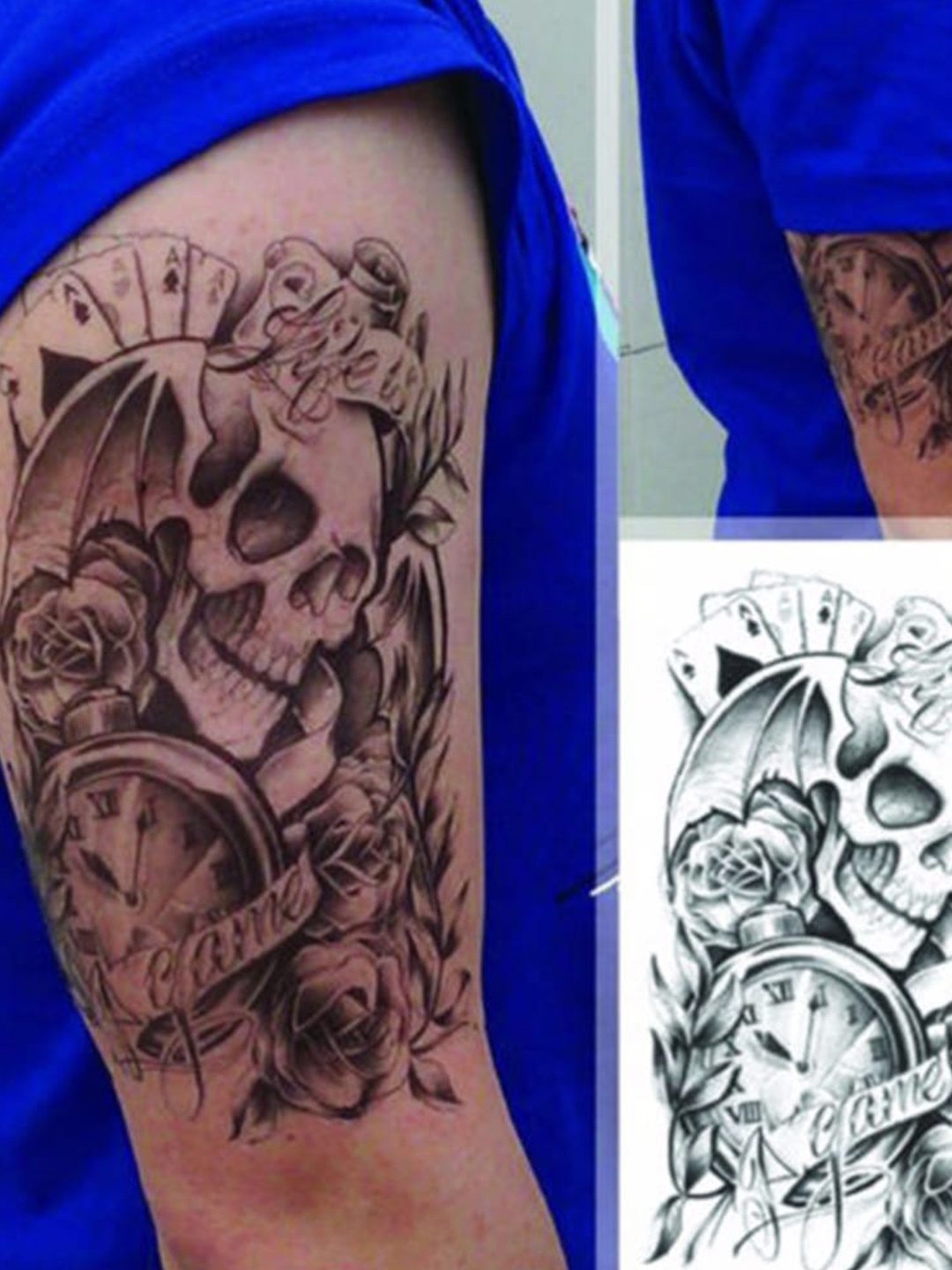 

S.A.V.I. 3D Skull Temporary Tattoo Stickers, Black