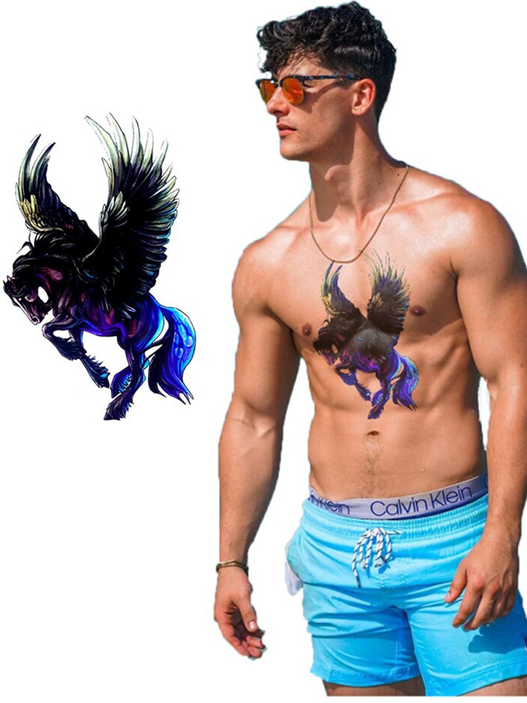 

S.A.V.I. Water Proof & Long Lasting 3D Horse Temporary Tattoo Sticker, Black