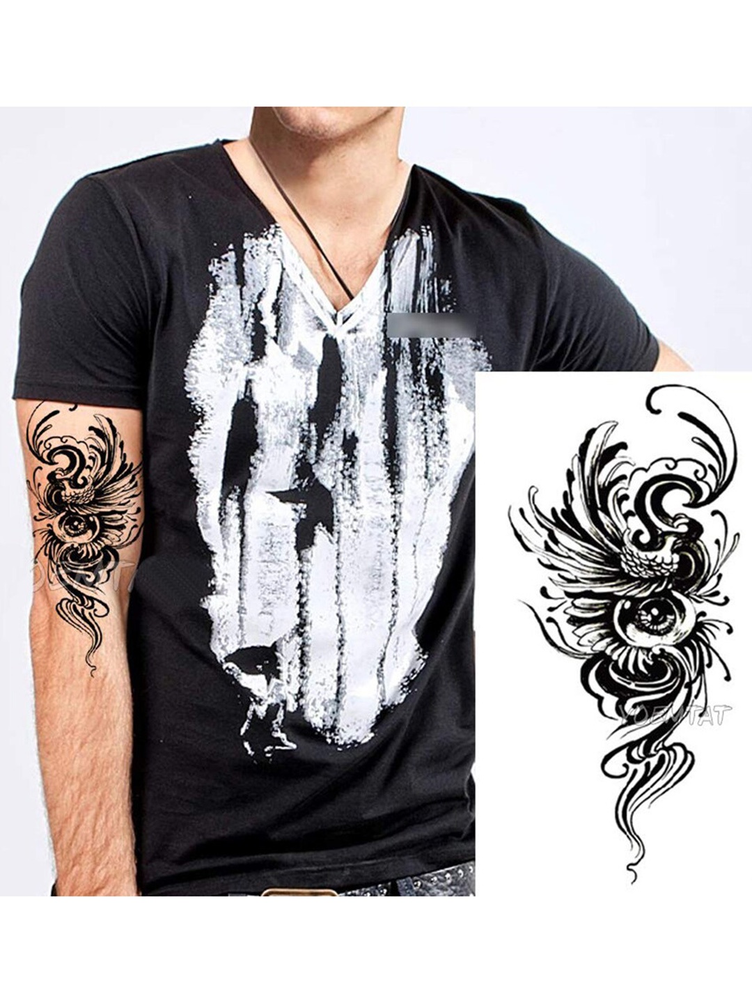 

S.A.V.I. Eye Design Water Proof & Long Lasting Temporary 3D Tattoo Stickers, Black