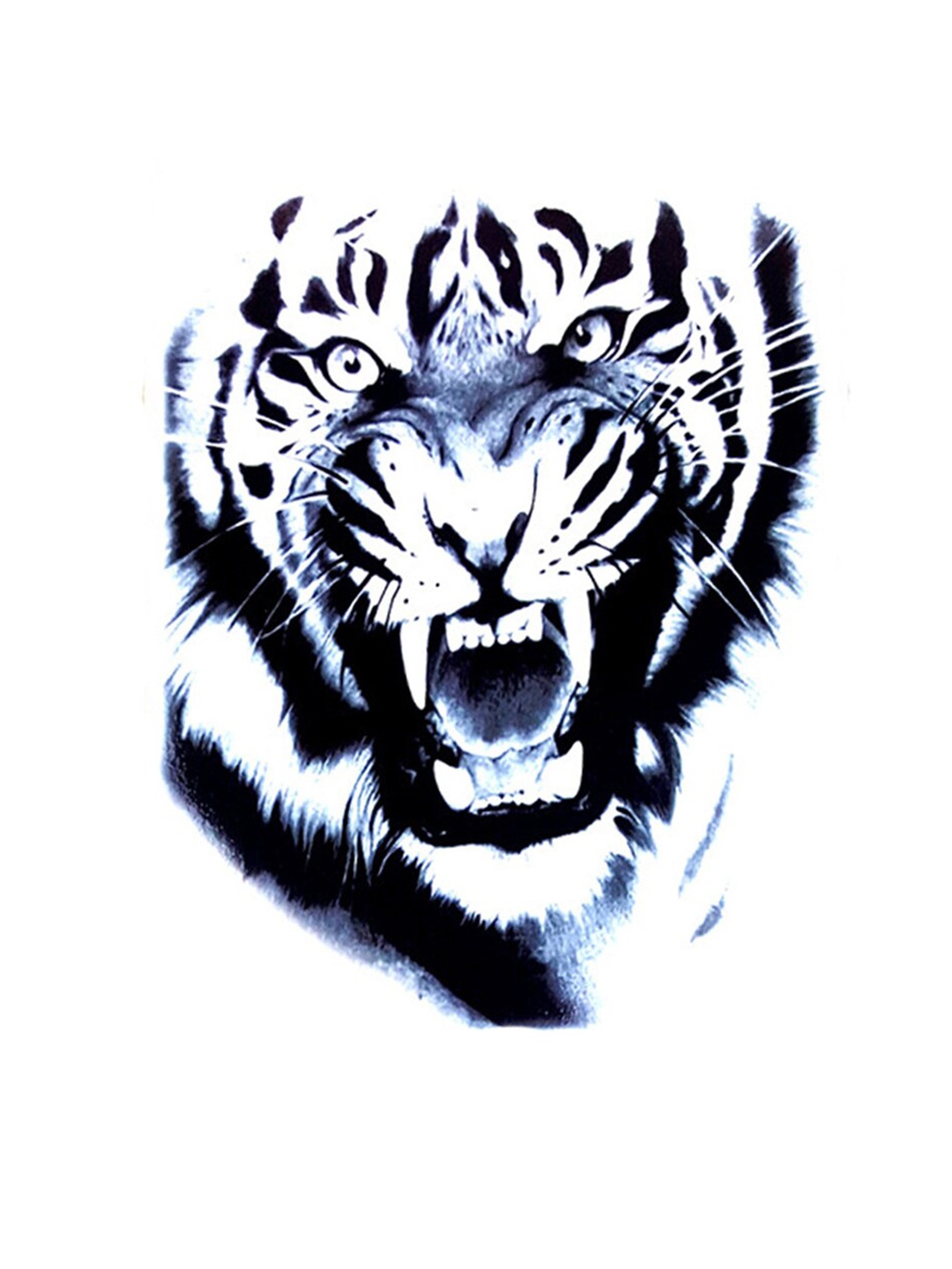 

S.A.V.I. Water Proof & Long Lasting 3D Big Lion Face Temporary Tattoo Sticker, Black