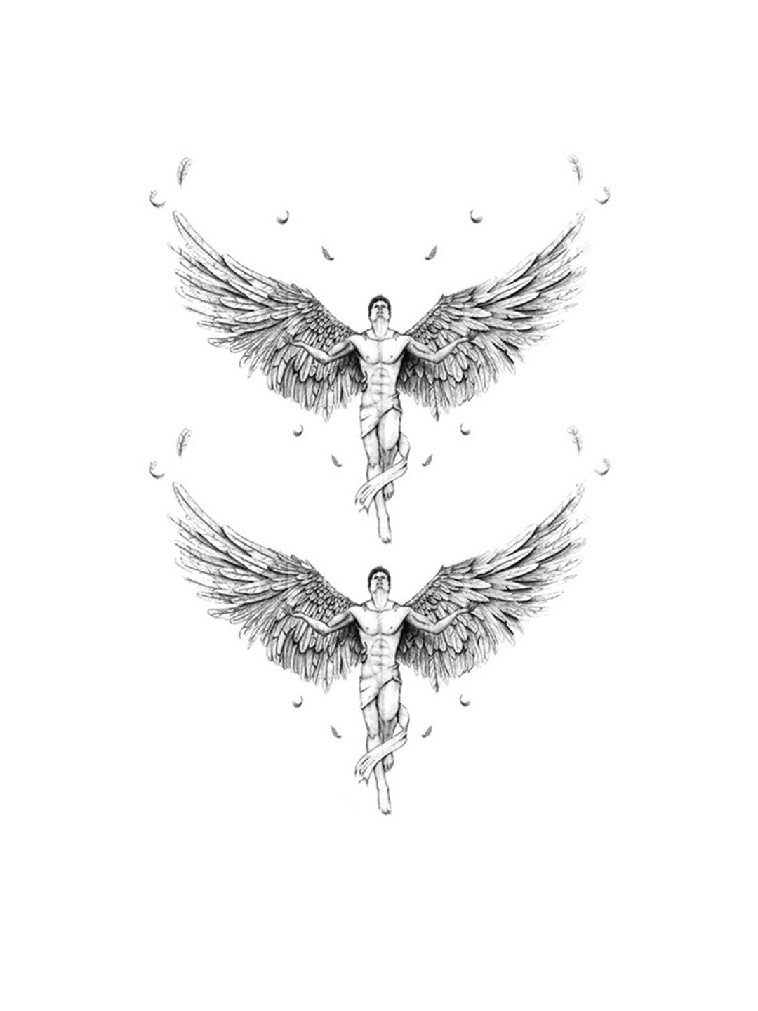 

S.A.V.I. Big Angel With Wings Water Proof & Long Lasting Temporary 3D Tattoo Stickers, Black