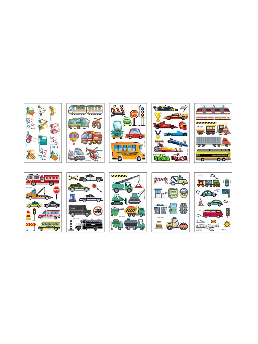 

S.A.V.I. Kids 10 Pieces Cars & Buses Temporary Tattoo Stickers, Multi