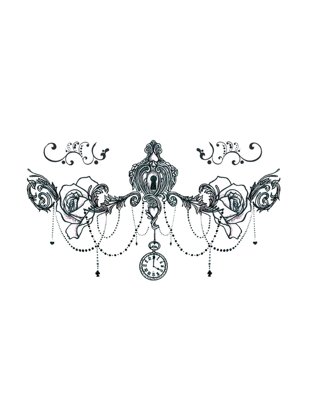 

S.A.V.I. 3D Lace Key Hole Temporary Tattoo Stickers, Black
