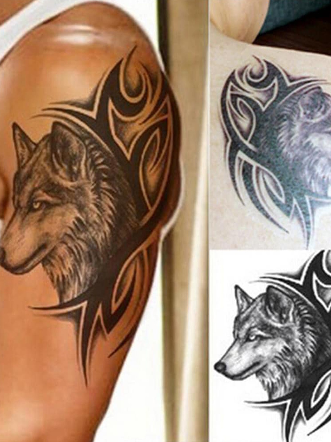 

S.A.V.I. 3D Wolf Temporary Tattoo Stickers, Black