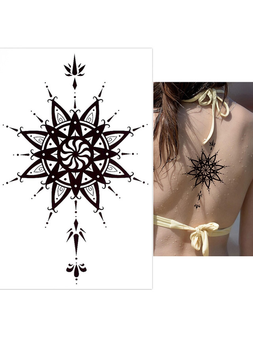 

S.A.V.I. Water Proof & Long Lasting 3D Tribal Totems Mandala Temporary Tattoo Sticker, Black