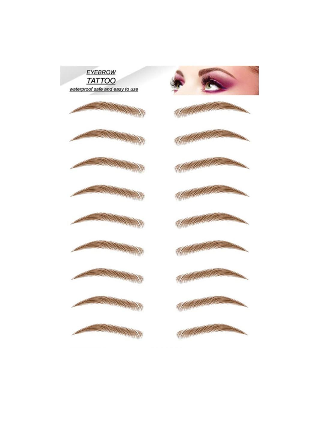 

S.A.V.I. 9 Pairs Waterproof Eyebrow Temporary Tattoo Stickers - Natural Brown