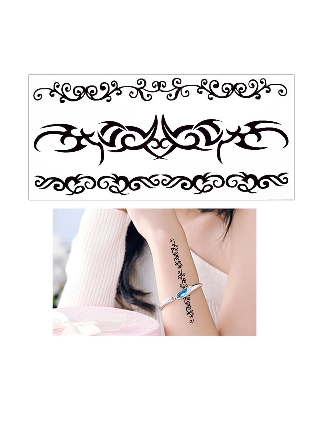 

S.A.V.I. Black Tribal Totem Cross Heart Temporary 3D Tattoo Stickers