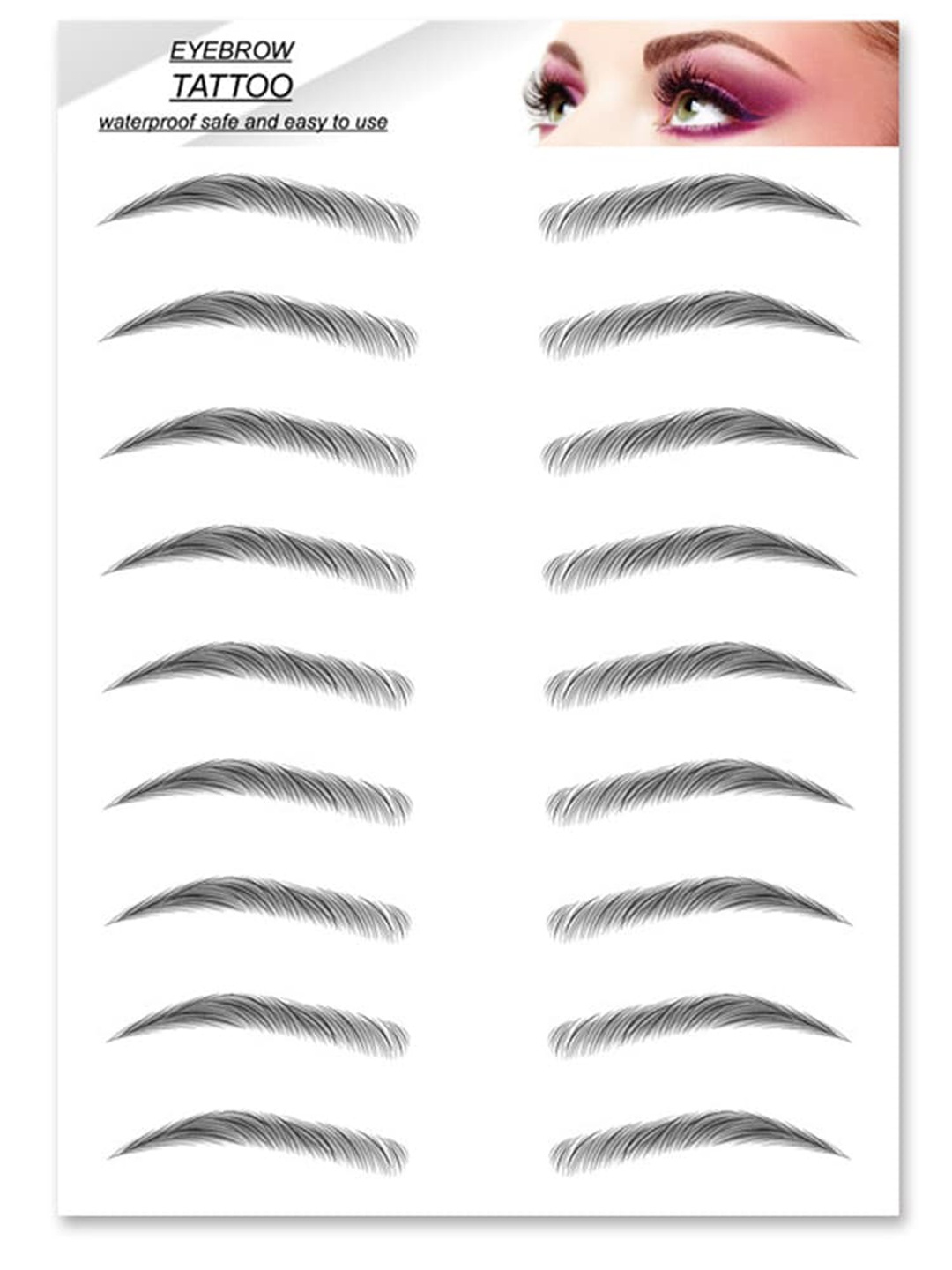 

S.A.V.I. 9 Pairs Waterproof Temporary 6D Eyebrow Tattoo Stickers - Black