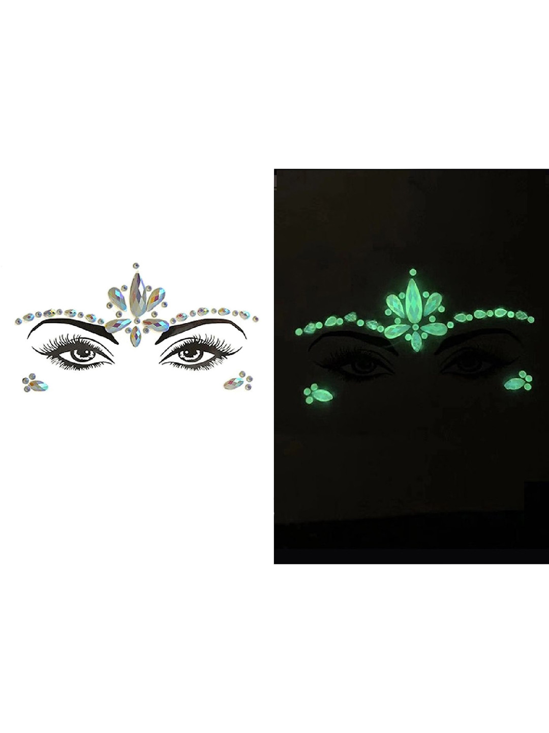 

S.A.V.I. 3D Glow in the Dark Luminous Crystal Rhinestone Face Sticker, Black