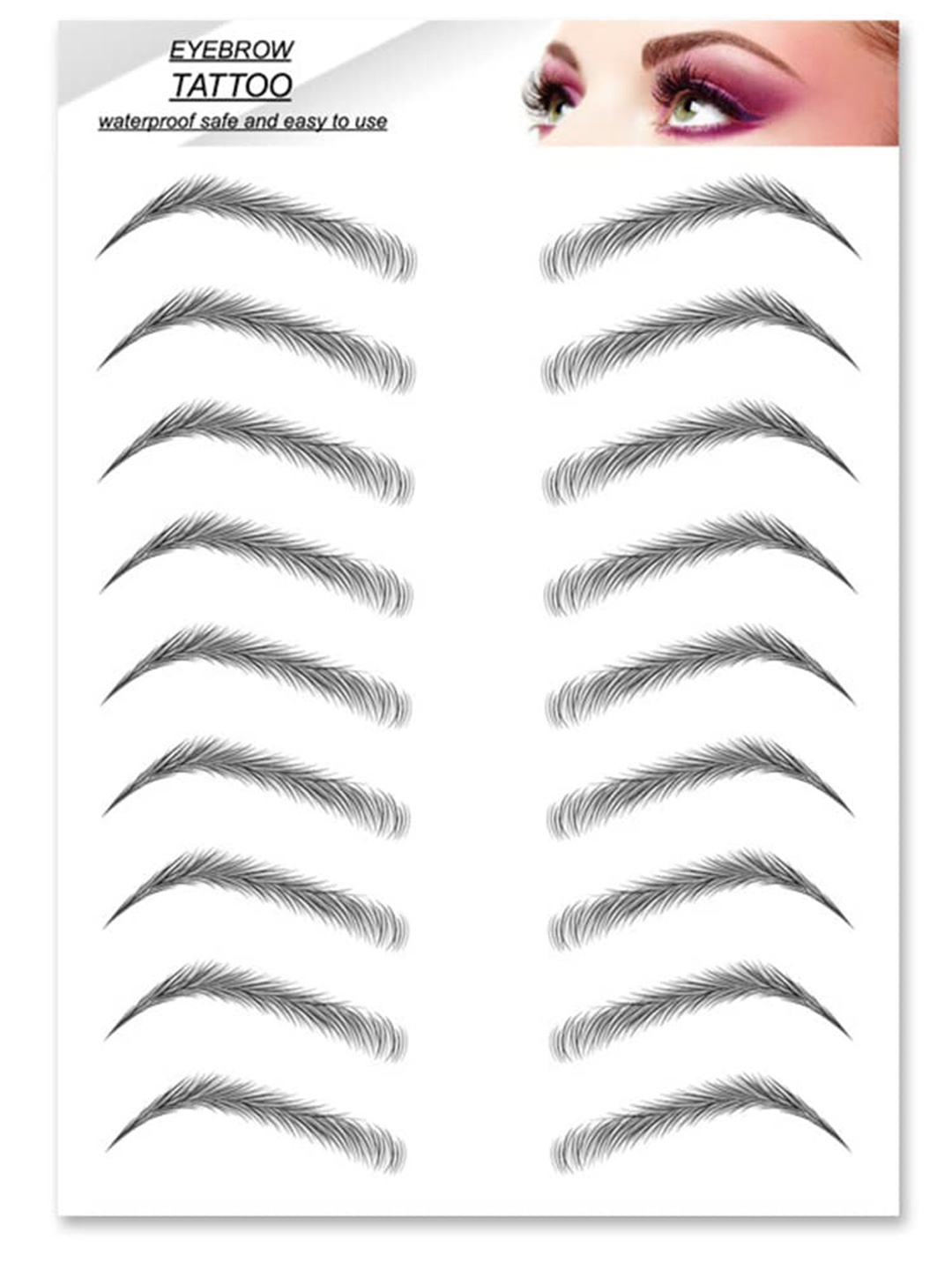 

S.A.V.I. 9 Pairs Waterproof Eyebrow Temporary Tattoo Stickers - Black
