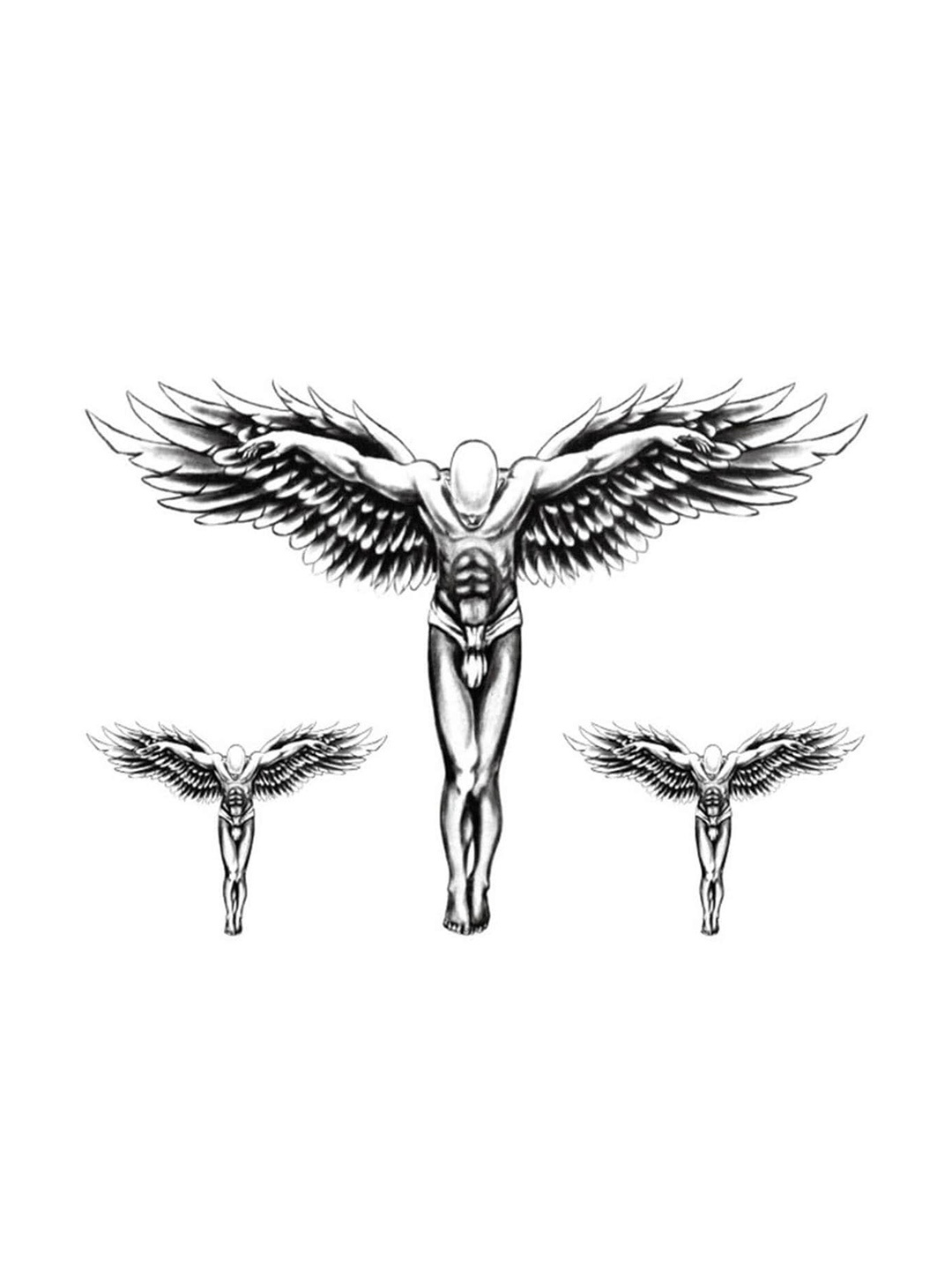 

S.A.V.I. Big Angel With Wings Waterproof Temporary 3D Tattoo Sticker, Black