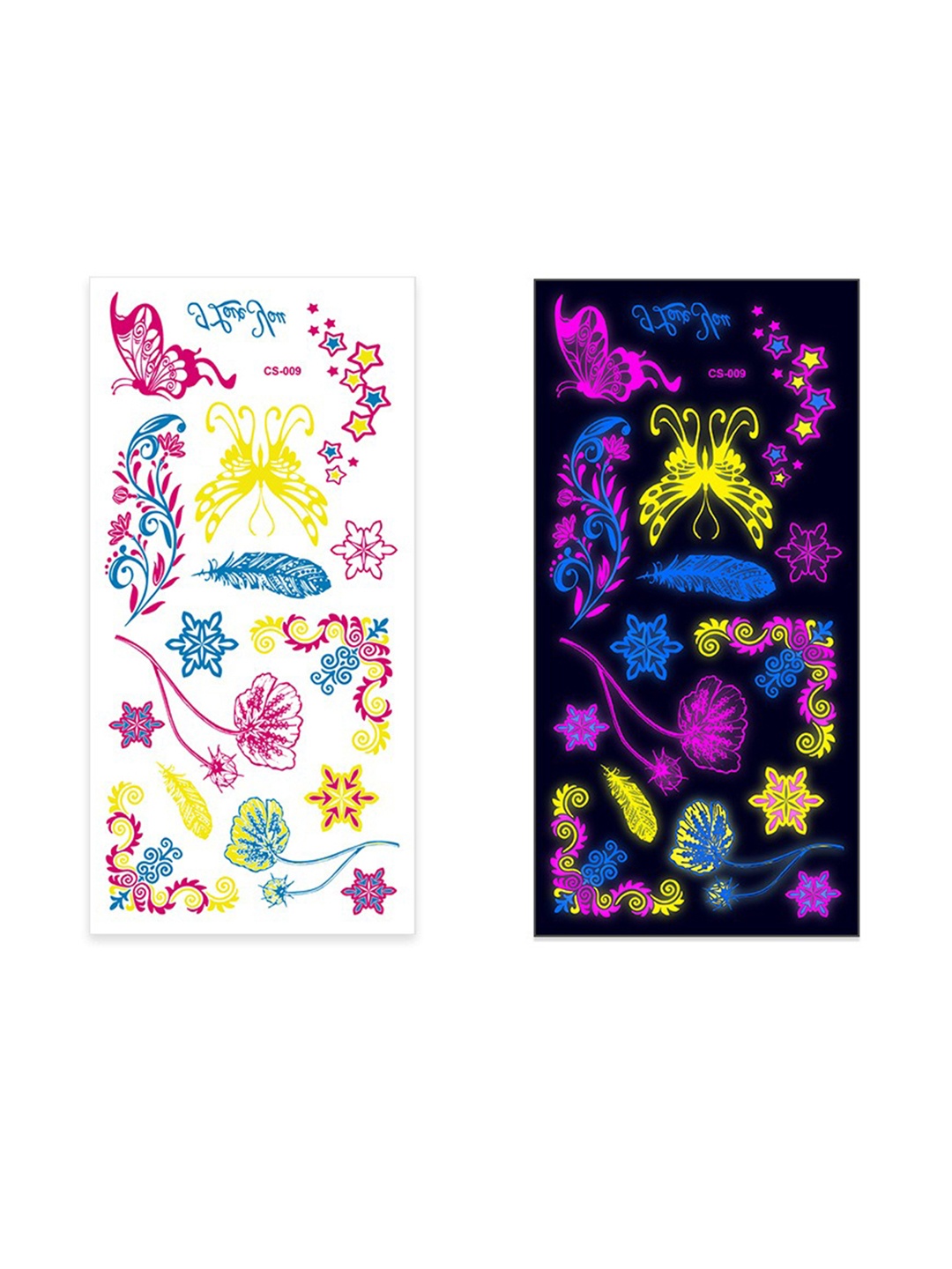 

S.A.V.I. Glow UV Neon Body Face Skin Water Proof Temporary Tattoo Sticker, Pink