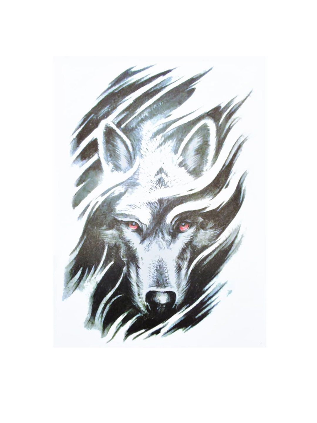 

S.A.V.I. 3D Big Wolf Face Water Proof Long Lasting Temporary Tattoo Sticker - Black