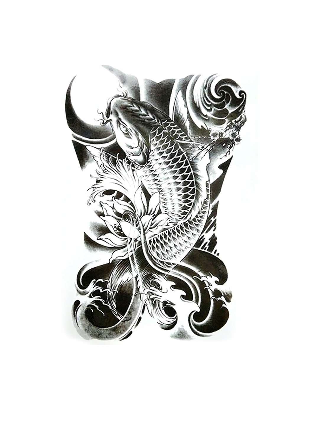 

S.A.V.I. Fishes Luck Water Proof & Long Lasting Temporary 3D Tattoo Stickers, Black
