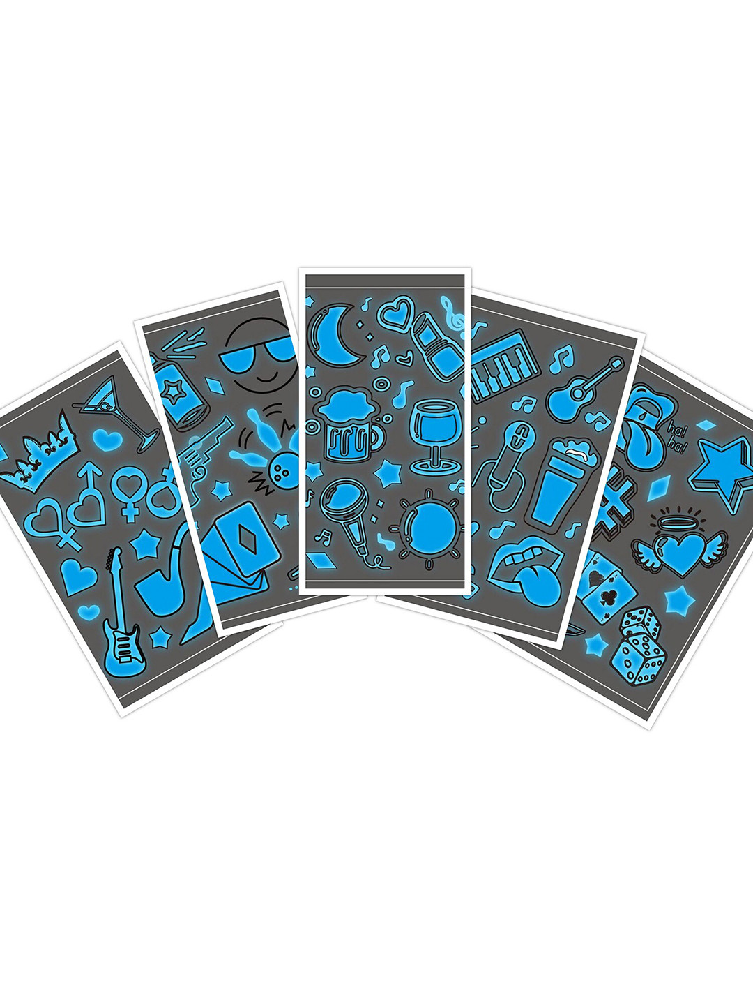 

S.A.V.I. 5-Pieces Glow In Dark Luminous Temporary Tattoo Stickers, Blue