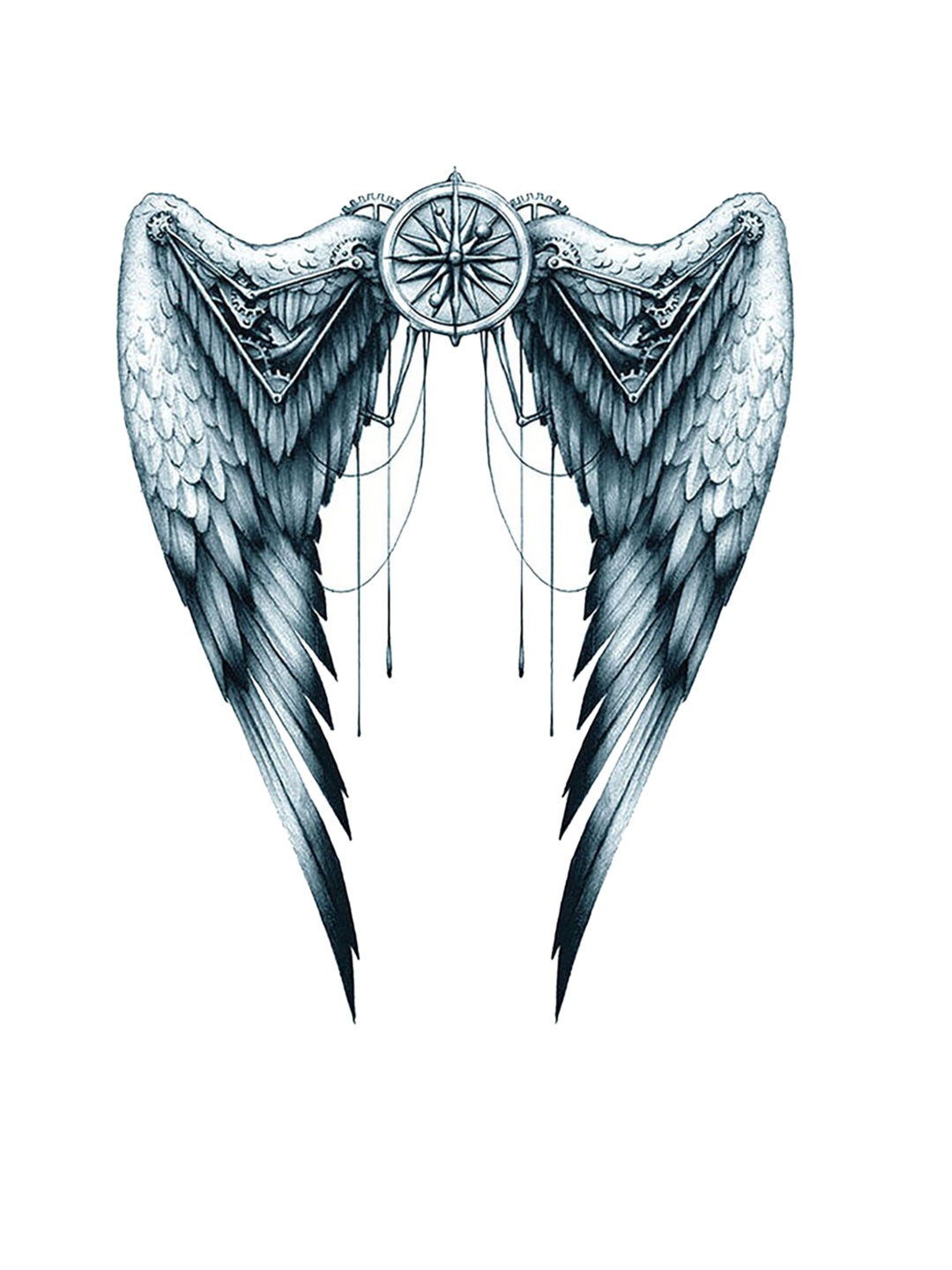 

S.A.V.I. 3D Beautiful Big Wings Design Temporary Tattoo Stickers, Black