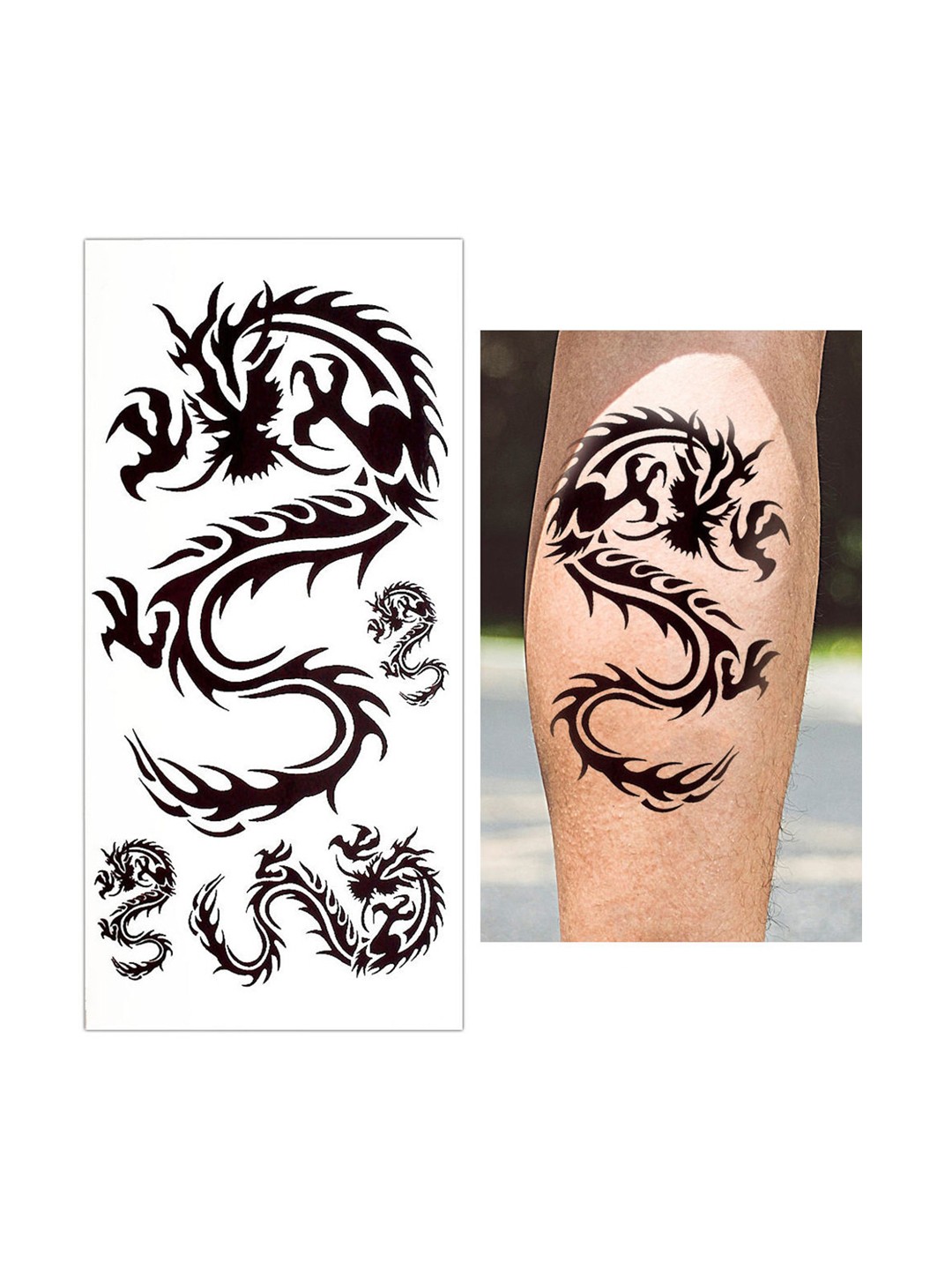 

S.A.V.I. Tribal Totem Cross Heart Waterproof Long Lasting Temporary 3D Tattoo Sticker, Black