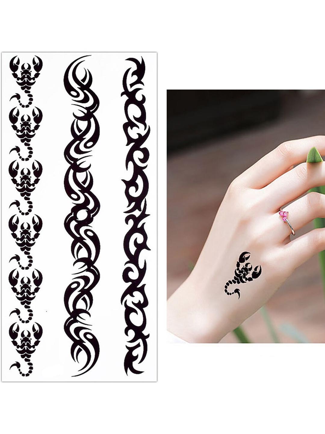 

S.A.V.I. Black Tribal Totem Cross Heart Temporary 3D Tattoo Stickers