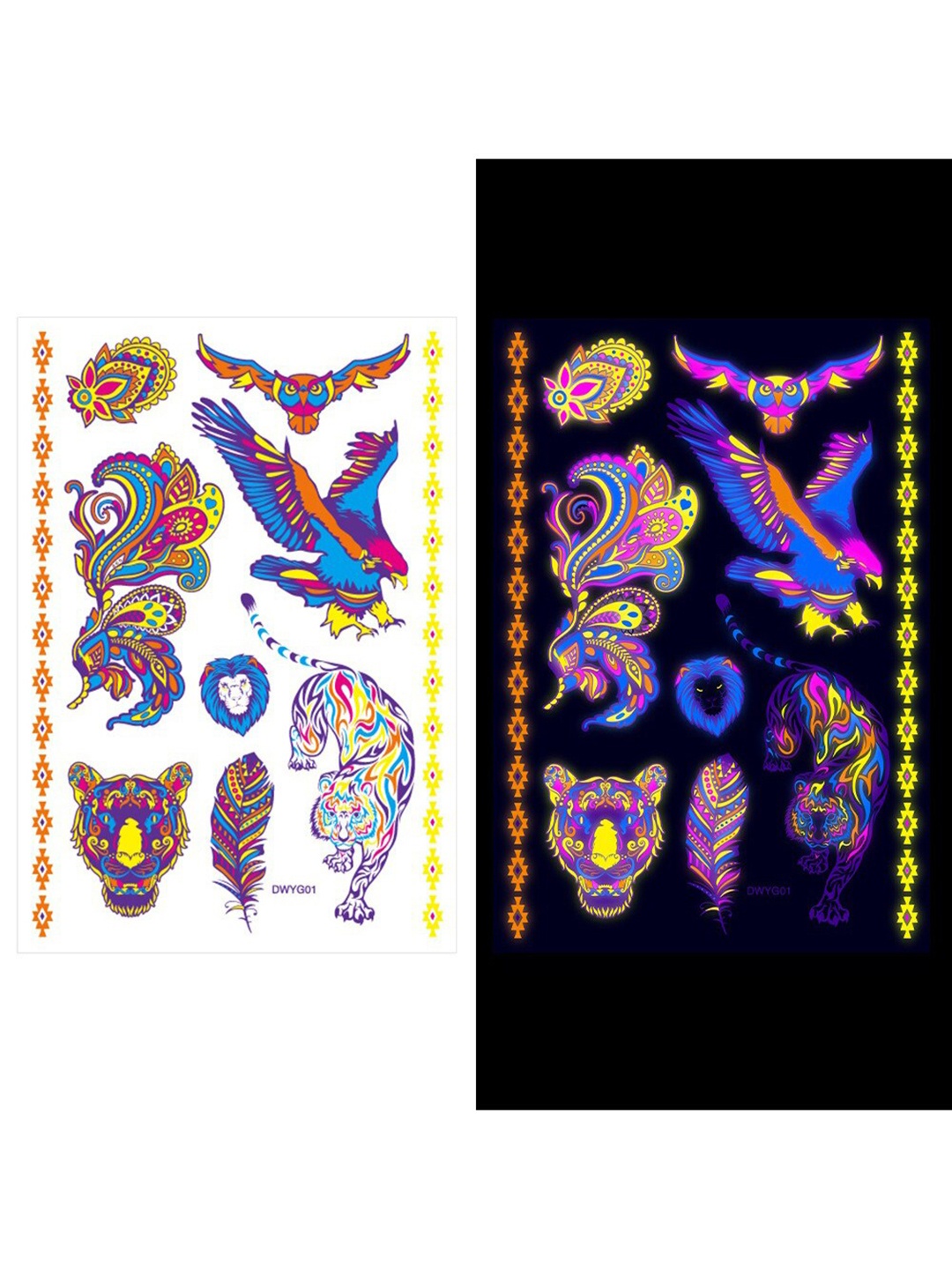 

S.A.V.I. UV Neon Temporary Tattoo Stickers, Green