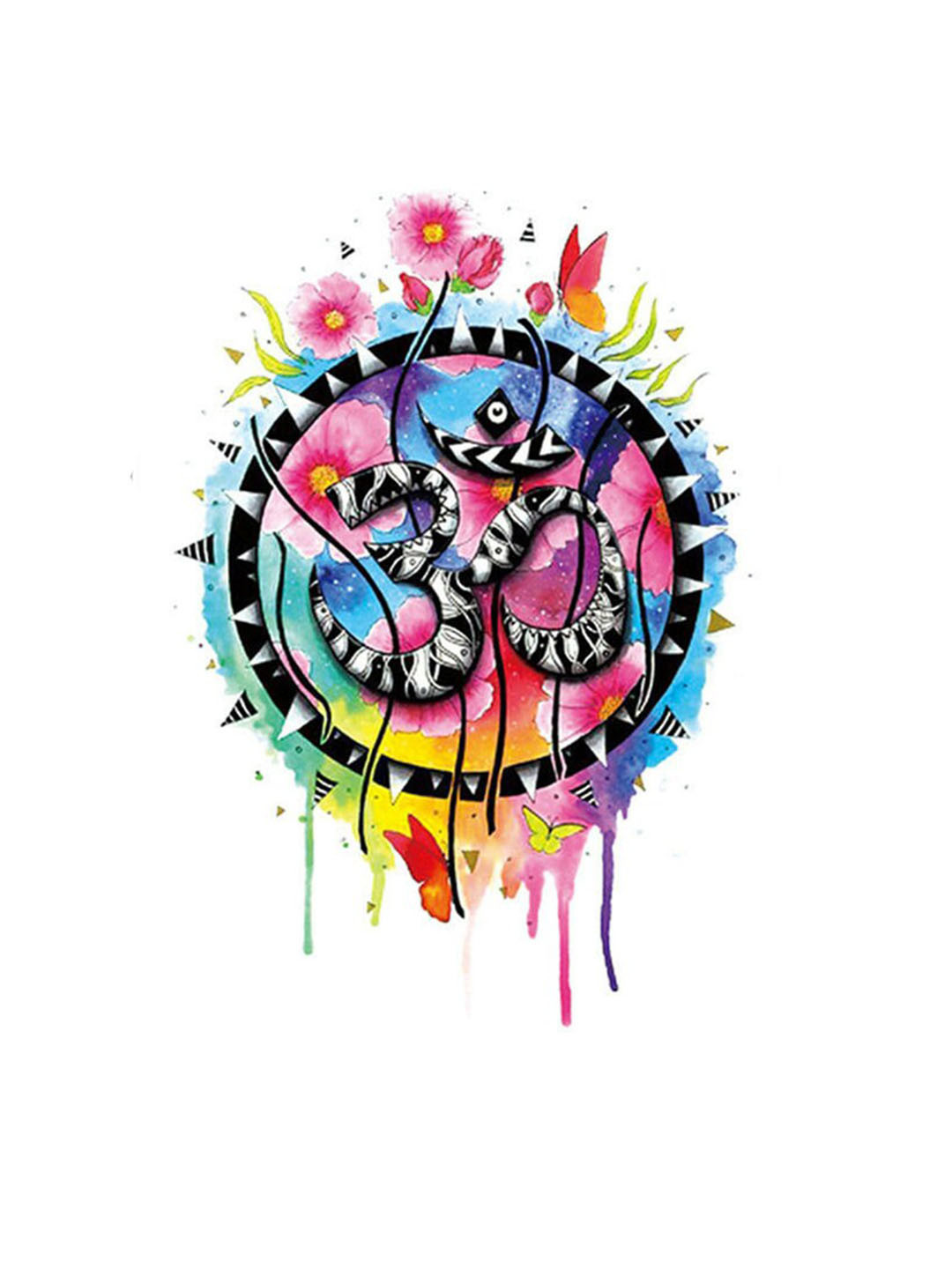 

S.A.V.I. Colorful Yoga Holy Symbol Om Design Water Proof & Long Lasting Temporary 3D Tattoo Stickers, Blue