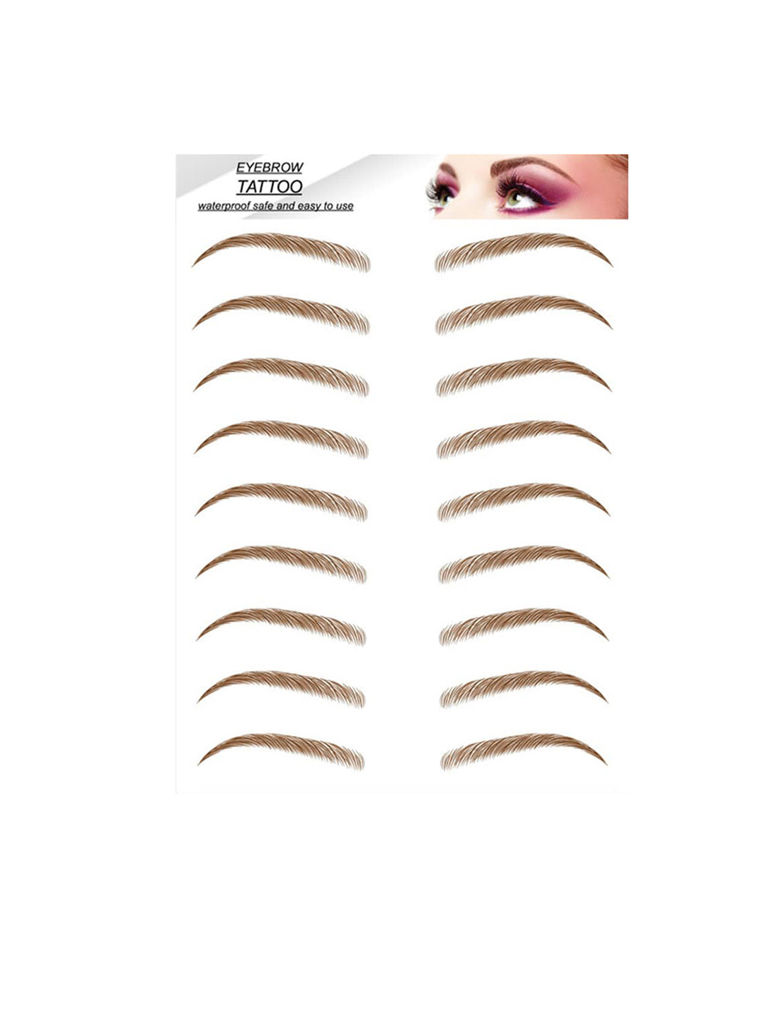

S.A.V.I. 9 Pairs 6D Natural Look Eyebrow Long Lasting Tattoo Stickers, Brown