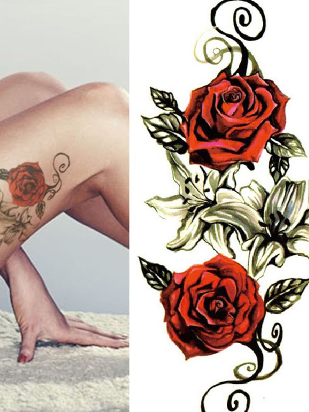 

S.A.V.I. Red Rose Water Proof & Long Lasting Temporary 3D Tattoo Stickers