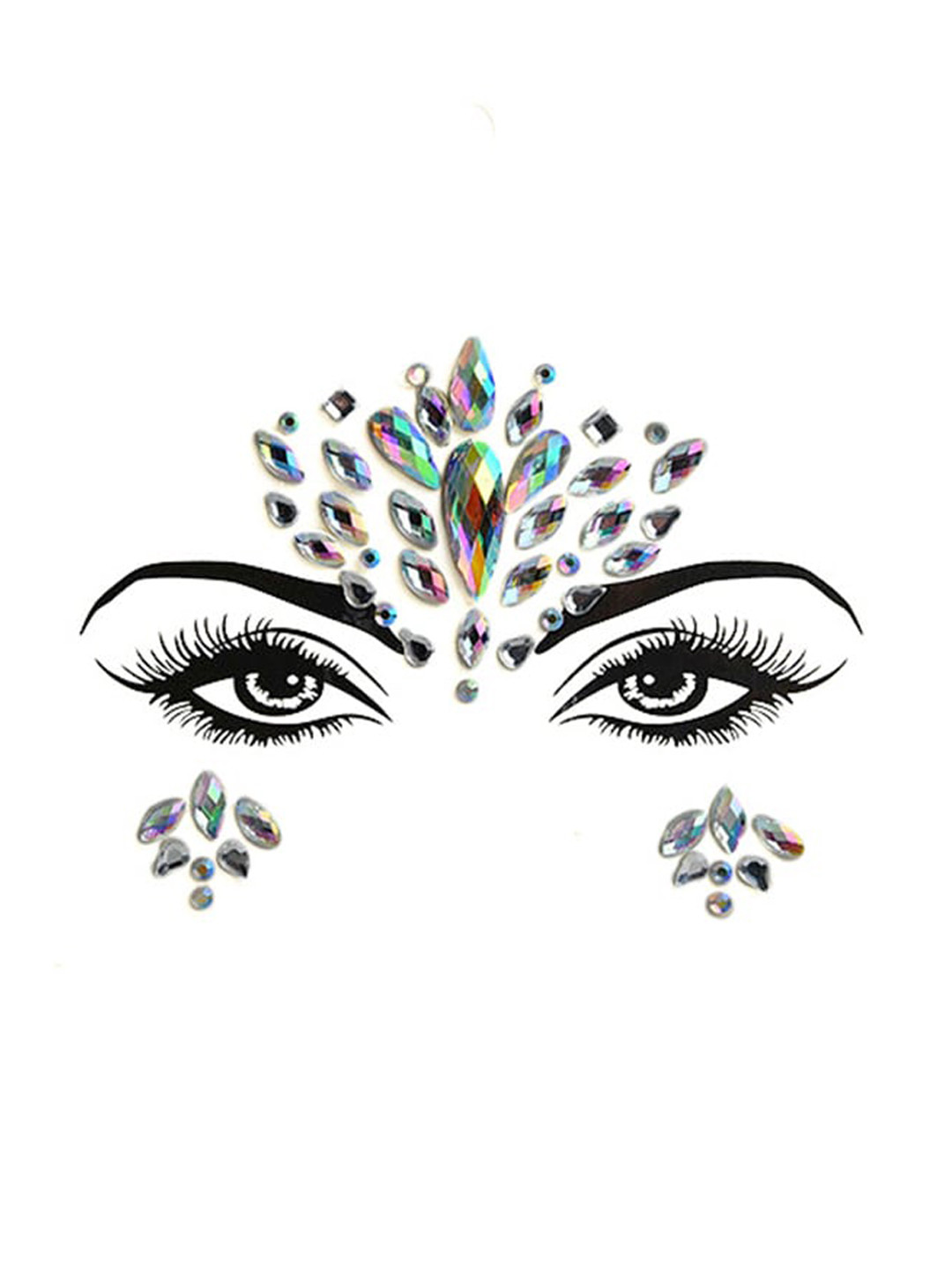 

S.A.V.I. Face Gems Waterproof Crystal Rave Eyes Decoration Rhinestone Self-adhesive 3D Stickers, Black