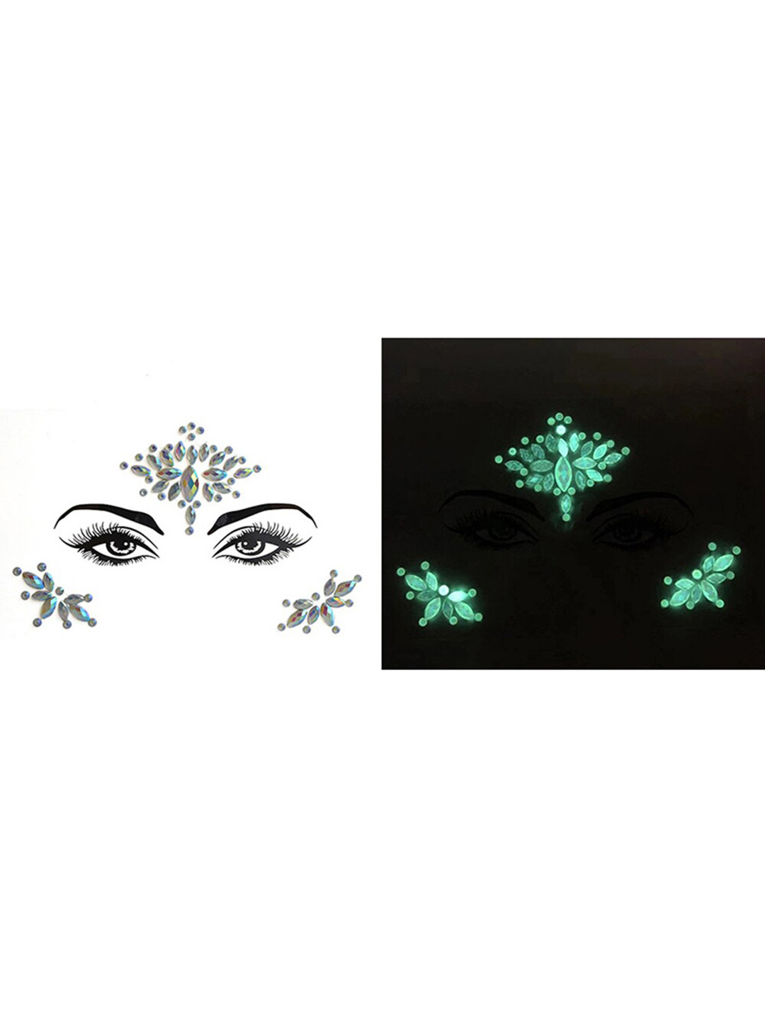 

S.A.V.I. 3D Glow In Dark Luminous Face Gems Crystal Fluorescent Self-Adhesive Sticker, Blue