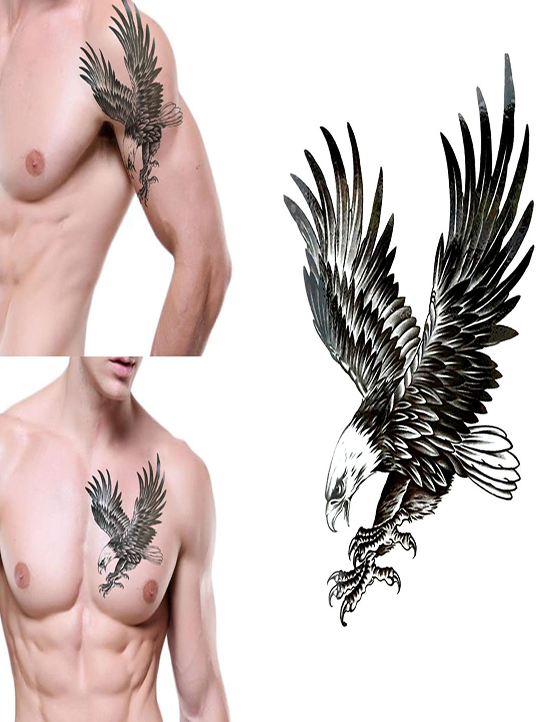

S.A.V.I. Flying Eagle Water Proof & Long Lasting Temporary 3D Tattoo Stickers, Black