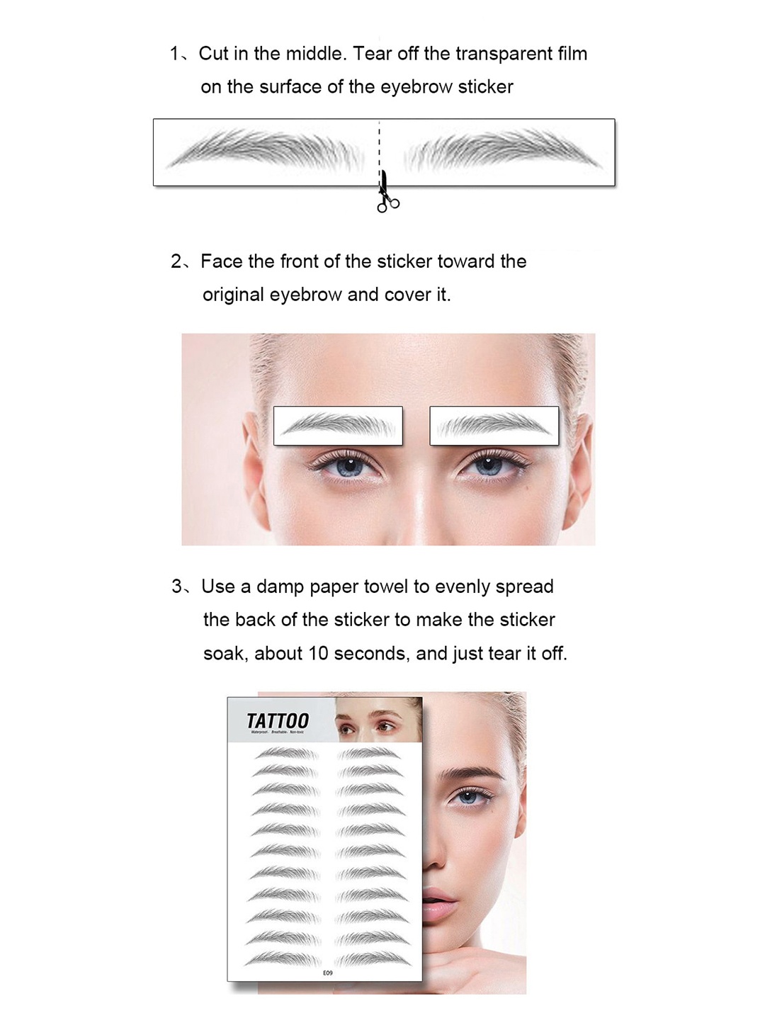 

S.A.V.I. 9 Pairs 4D Long Lasting & Waterproof Eyebrow Temporary Tattoo Sticker, Brown