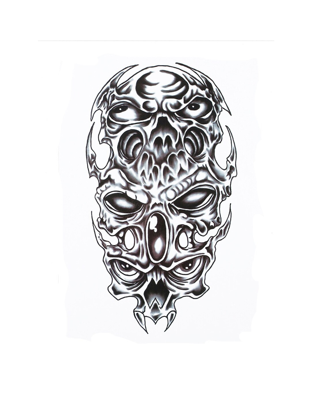

S.A.V.I. Water Proof & Long Lasting 3D Skull Temporary Tattoo Sticker, Black