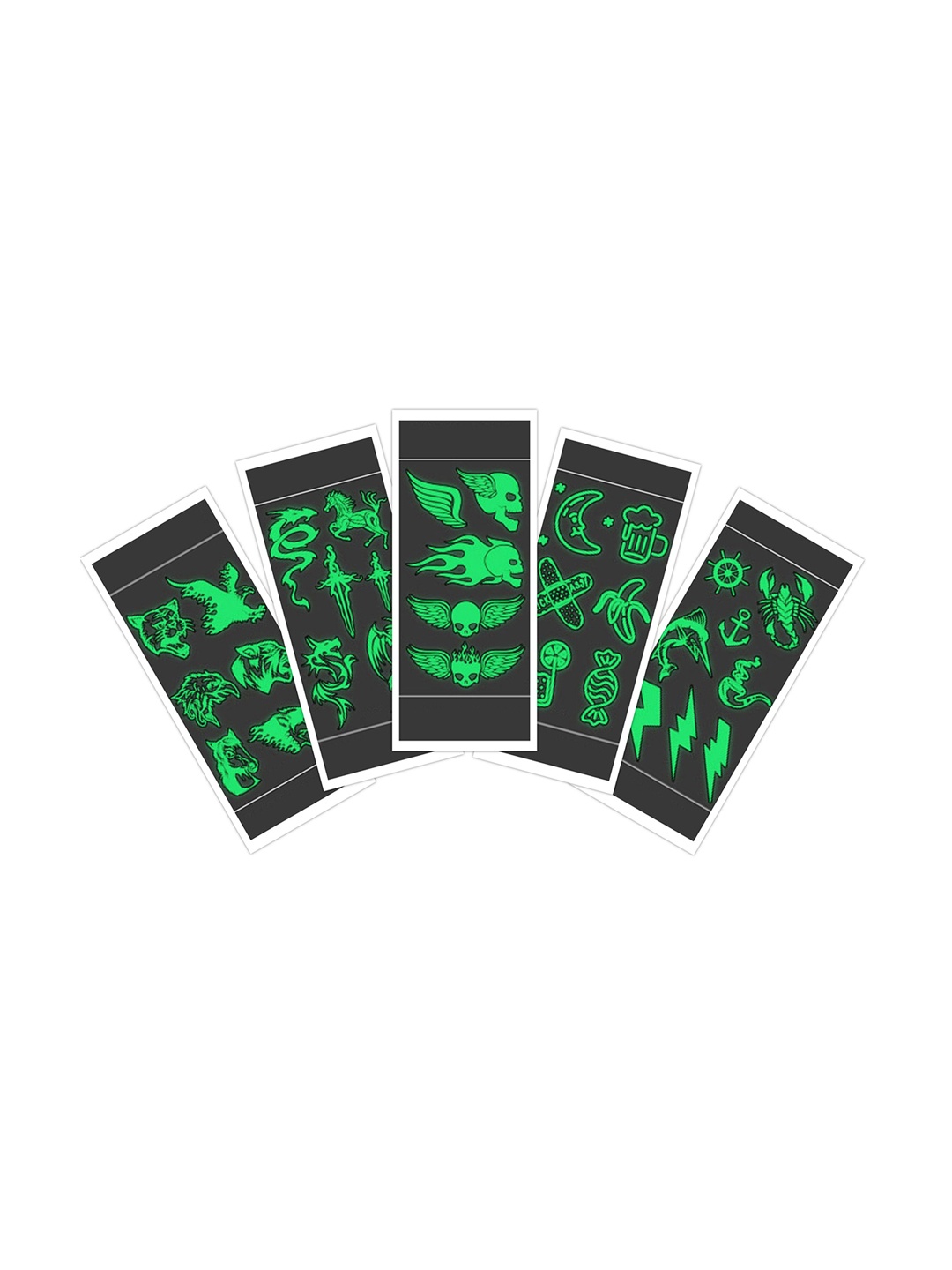 

S.A.V.I. 5-Pieces Glow In Dark Luminous Fluorescent Sticker Tattoos, Green