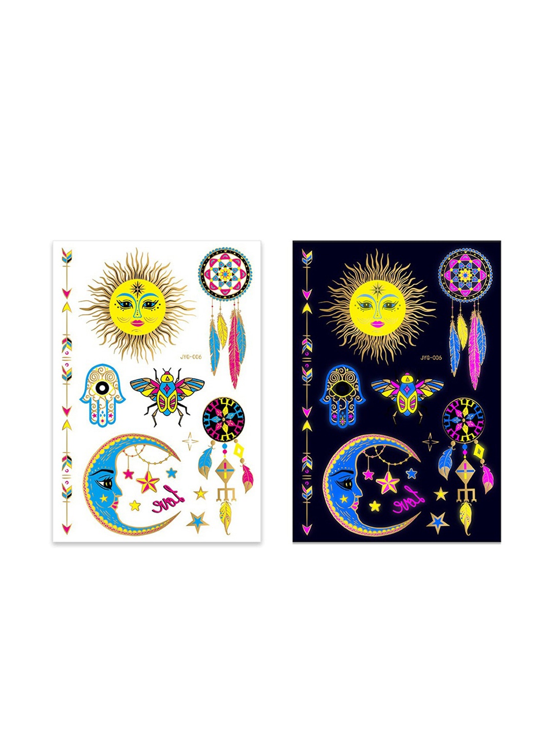 

S.A.V.I. Glow UV Neon Water Proof & Long Lasting Temporary 3D Tattoo Stickers, Blue