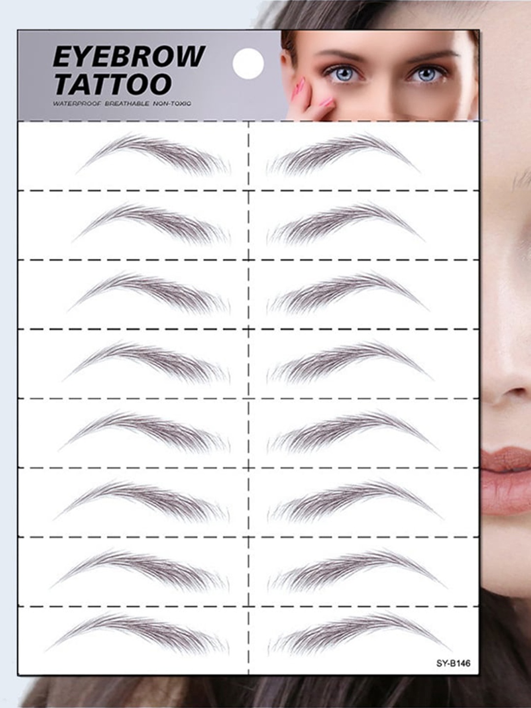 

S.A.V.I. 8 Pairs 6D Long Lasting & Waterproof Eyebrow Temporary Tattoo Sticker, Black