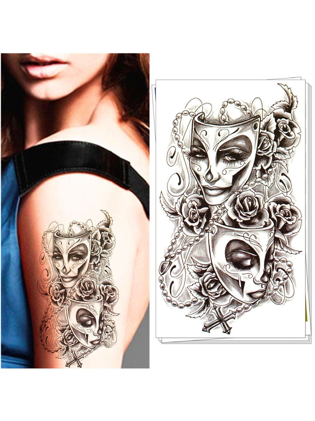 

S.A.V.I. Buddha Waterproof Long Lasting Temporary 3D Tattoo Sticker, Black