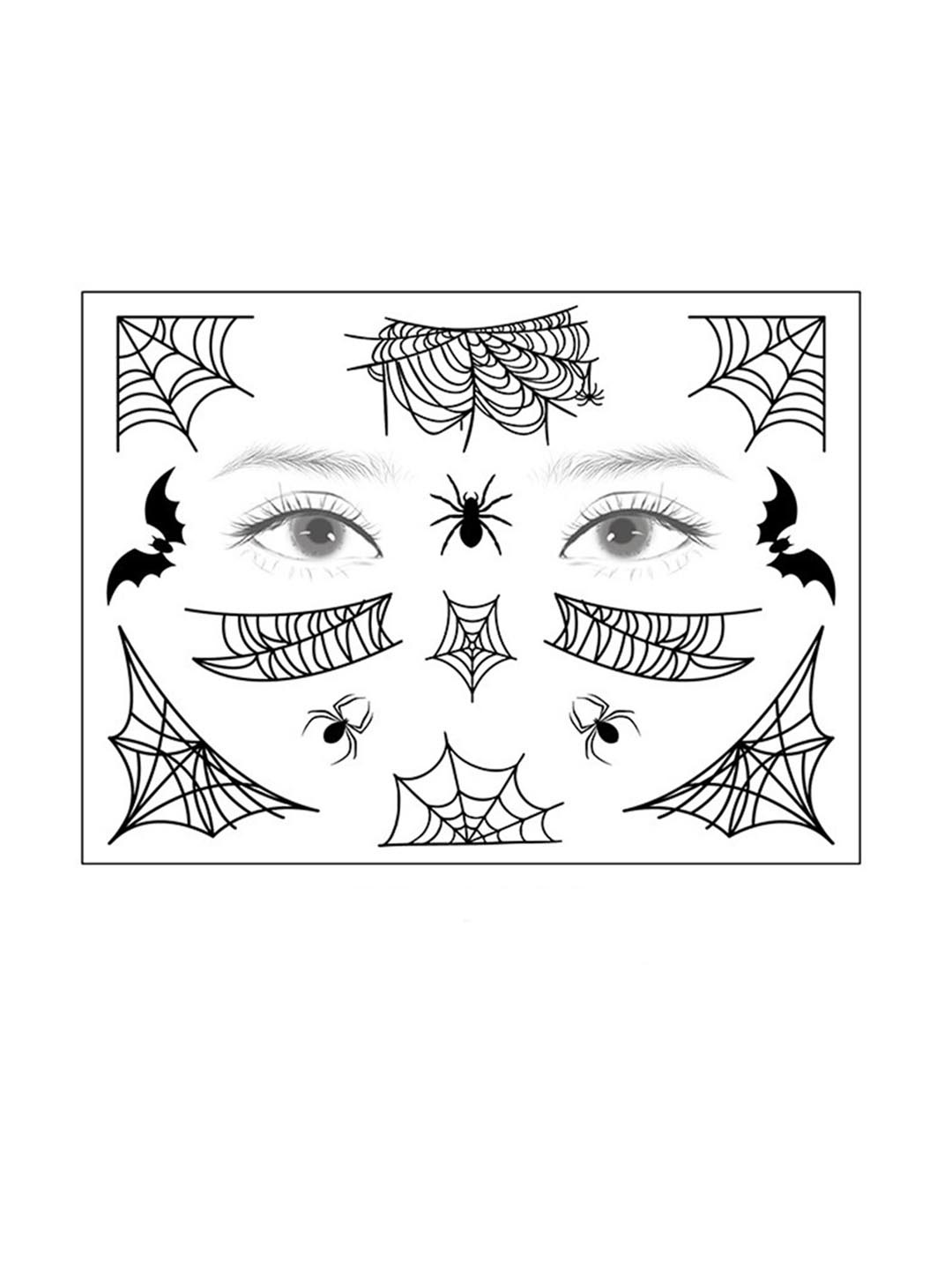 

S.A.V.I. Halloween Spiders Cobweb Waterproof Long Lasting Temporary 3D Tattoo Stickers, Black