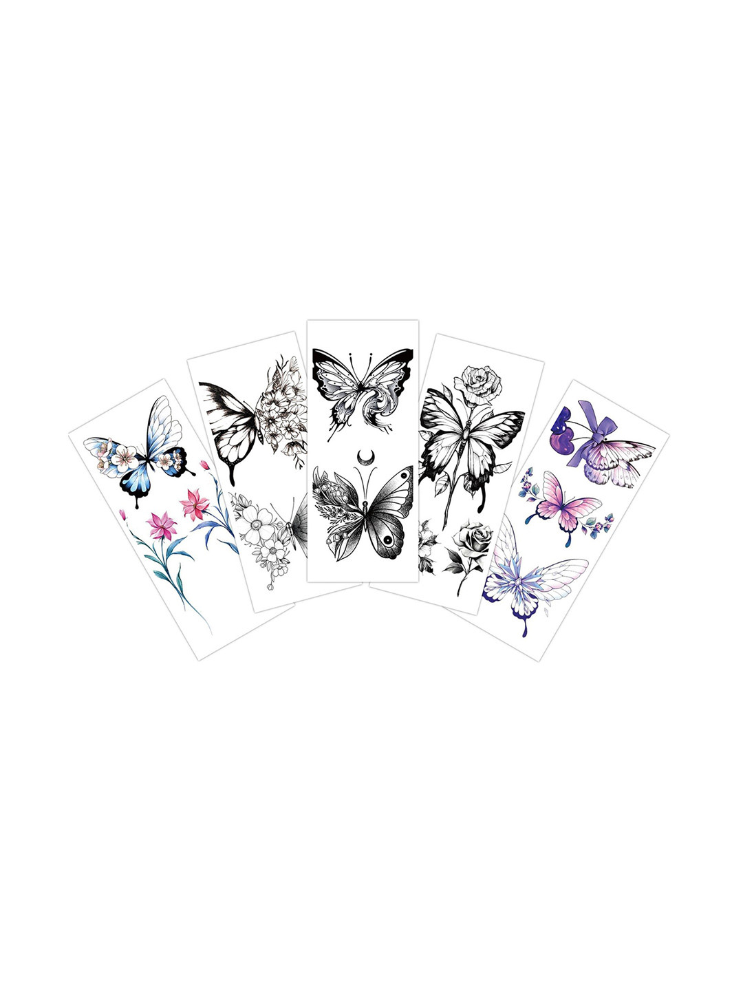 

S.A.V.I. Set of 5 Butterflies Water Proof Long Lasting 3D Temporary Tattoo Stickers, Multi