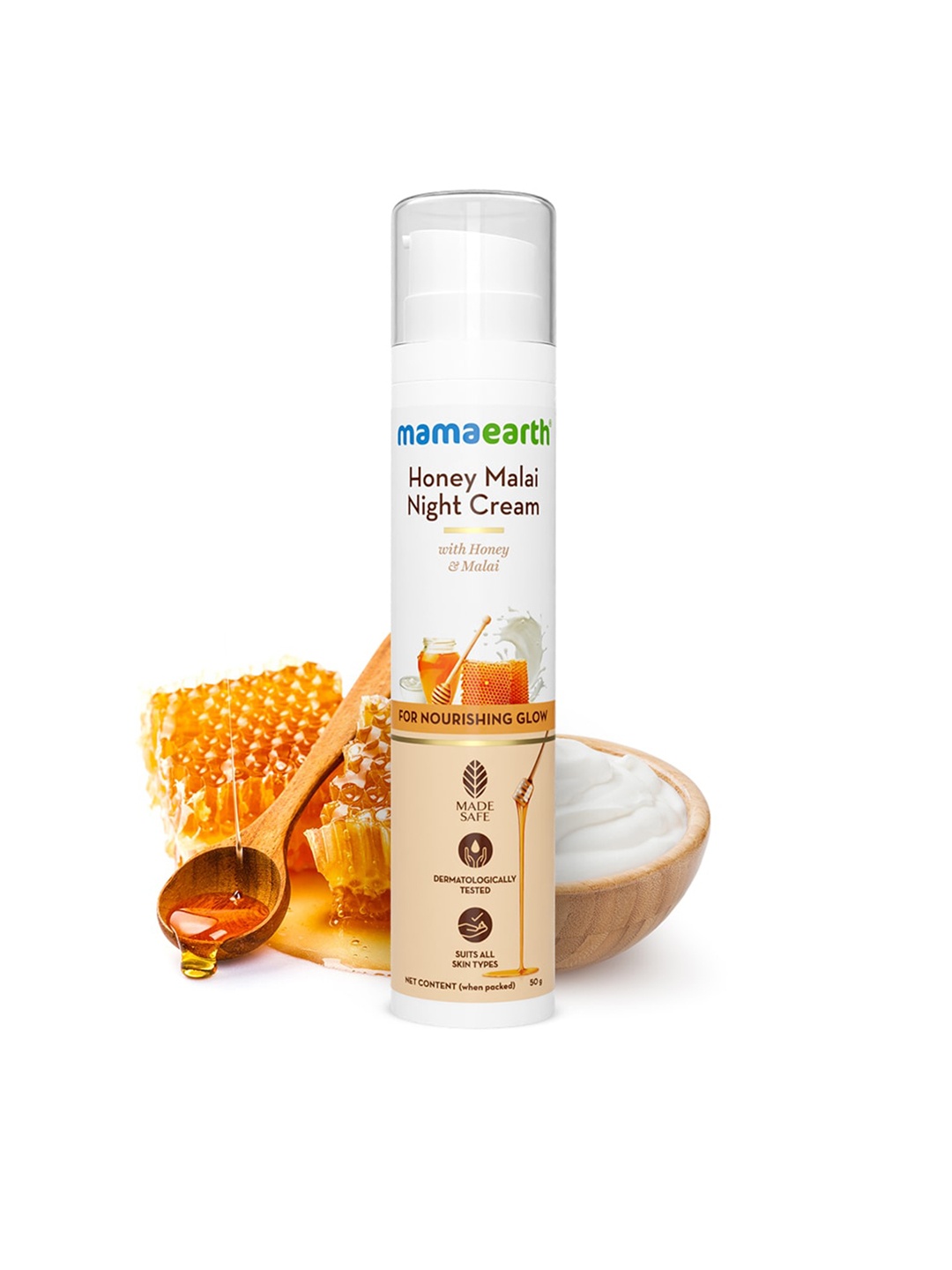

Mamaearth Honey Malai Night Cream 50g, White